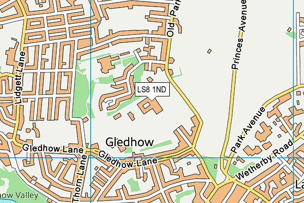 Roundhay School map (LS8 1ND) - OS VectorMap District (Ordnance Survey)
