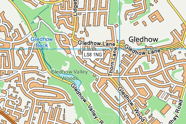 LS8 1NG map - OS VectorMap District (Ordnance Survey)