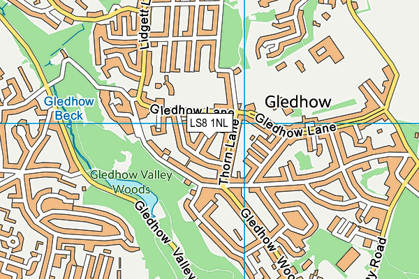 LS8 1NL map - OS VectorMap District (Ordnance Survey)