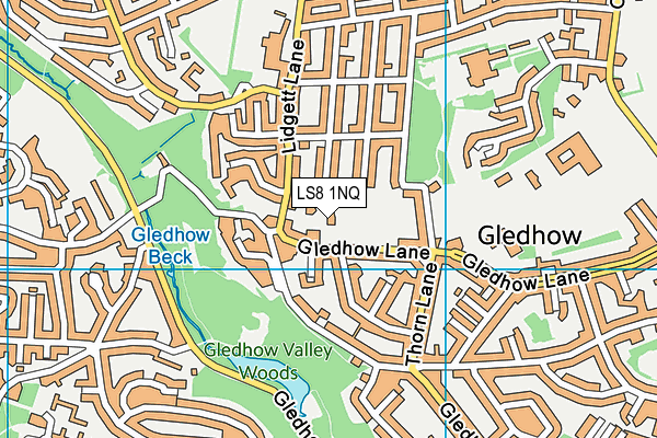 Gledhow Sports & Social Club map (LS8 1NQ) - OS VectorMap District (Ordnance Survey)