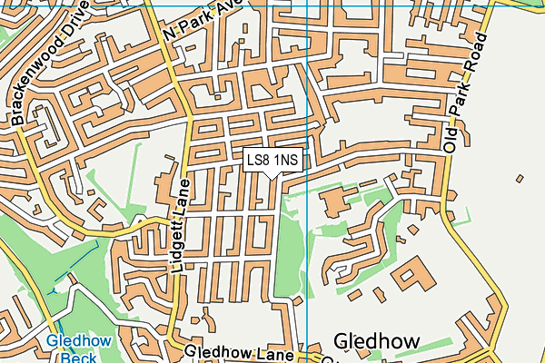 LS8 1NS map - OS VectorMap District (Ordnance Survey)