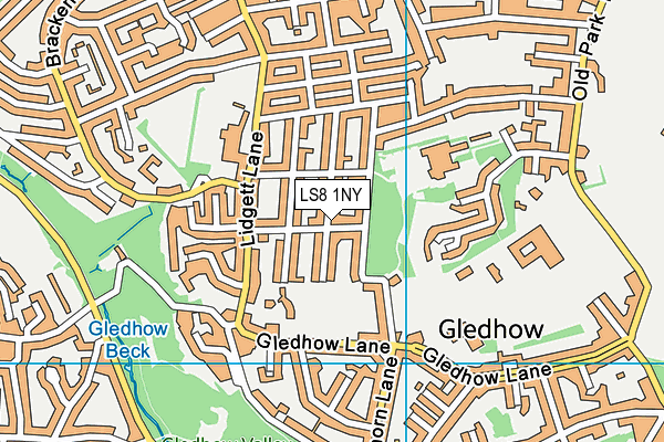 LS8 1NY map - OS VectorMap District (Ordnance Survey)