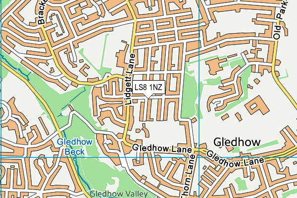 LS8 1NZ map - OS VectorMap District (Ordnance Survey)