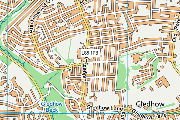 LS8 1PB map - OS VectorMap District (Ordnance Survey)