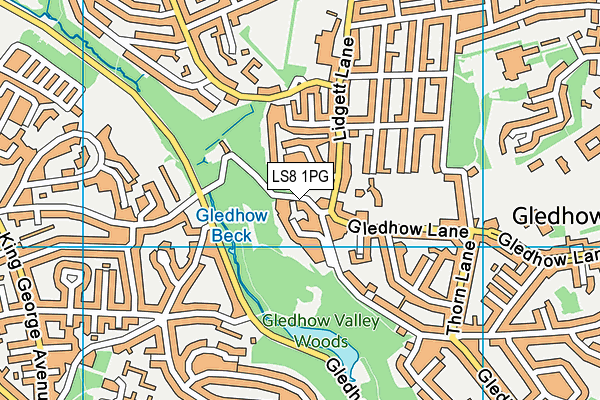 LS8 1PG map - OS VectorMap District (Ordnance Survey)