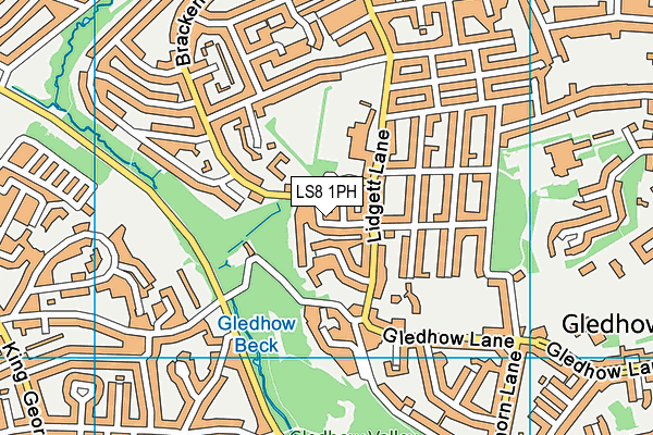 LS8 1PH map - OS VectorMap District (Ordnance Survey)