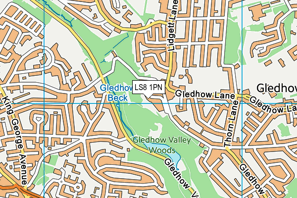 LS8 1PN map - OS VectorMap District (Ordnance Survey)