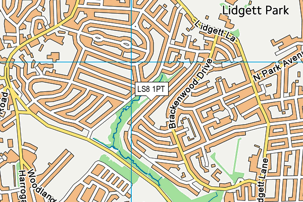 LS8 1PT map - OS VectorMap District (Ordnance Survey)