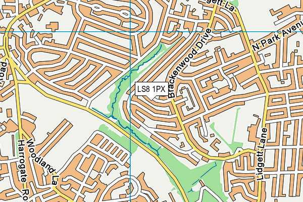 LS8 1PX map - OS VectorMap District (Ordnance Survey)