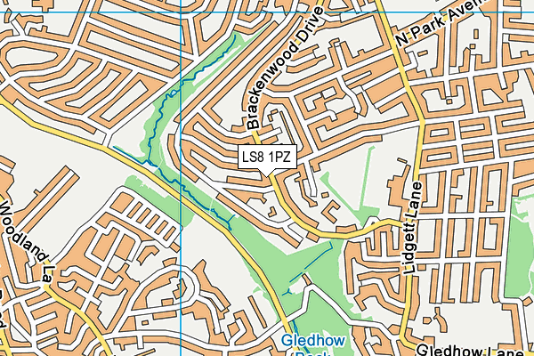 LS8 1PZ map - OS VectorMap District (Ordnance Survey)
