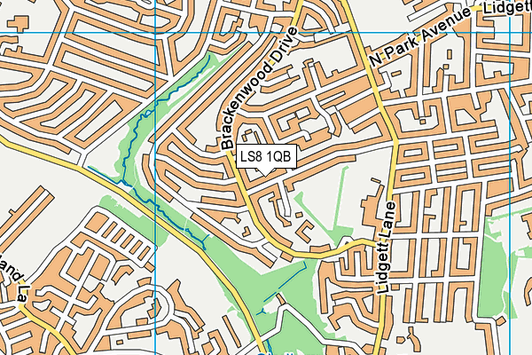 LS8 1QB map - OS VectorMap District (Ordnance Survey)