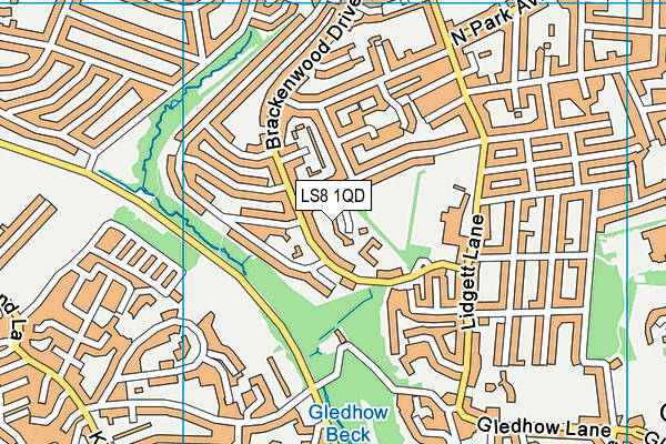 LS8 1QD map - OS VectorMap District (Ordnance Survey)