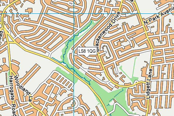 LS8 1QG map - OS VectorMap District (Ordnance Survey)