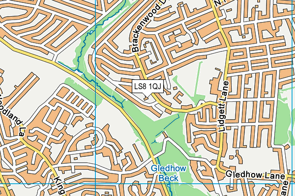 LS8 1QJ map - OS VectorMap District (Ordnance Survey)
