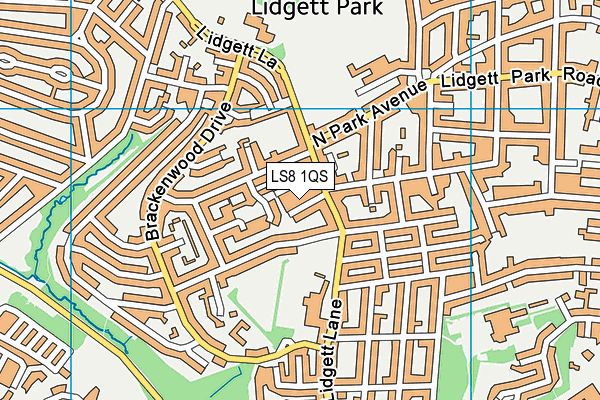 LS8 1QS map - OS VectorMap District (Ordnance Survey)