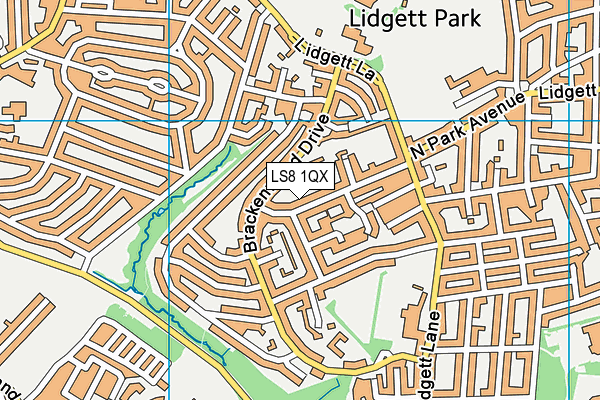 LS8 1QX map - OS VectorMap District (Ordnance Survey)