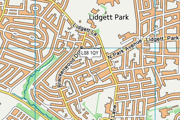 LS8 1QY map - OS VectorMap District (Ordnance Survey)