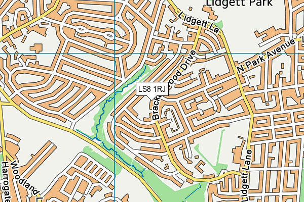 LS8 1RJ map - OS VectorMap District (Ordnance Survey)