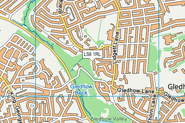 LS8 1RL map - OS VectorMap District (Ordnance Survey)