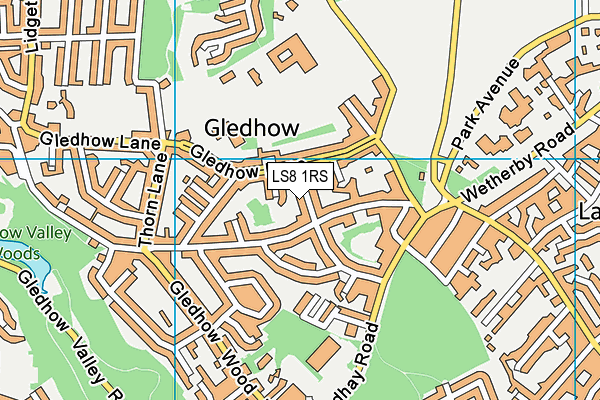 LS8 1RS map - OS VectorMap District (Ordnance Survey)