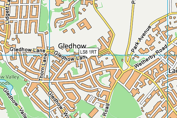 LS8 1RT map - OS VectorMap District (Ordnance Survey)