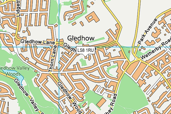 LS8 1RU map - OS VectorMap District (Ordnance Survey)