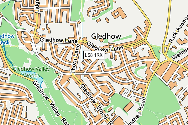 LS8 1RX map - OS VectorMap District (Ordnance Survey)