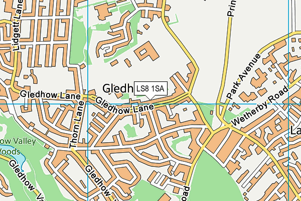LS8 1SA map - OS VectorMap District (Ordnance Survey)