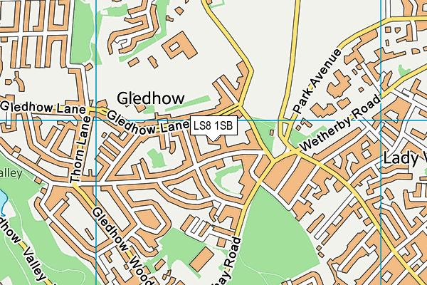 LS8 1SB map - OS VectorMap District (Ordnance Survey)