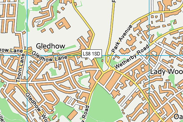 LS8 1SD map - OS VectorMap District (Ordnance Survey)