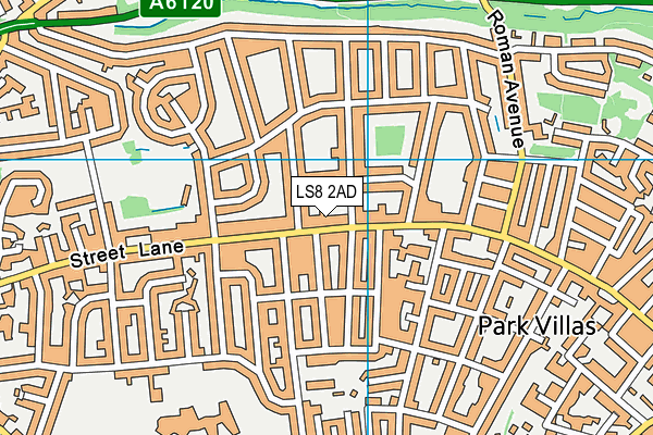 LS8 2AD map - OS VectorMap District (Ordnance Survey)