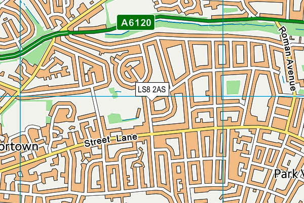 LS8 2AS map - OS VectorMap District (Ordnance Survey)