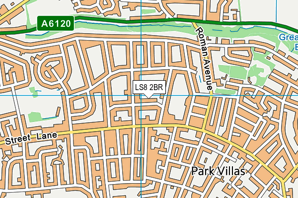 LS8 2BR map - OS VectorMap District (Ordnance Survey)