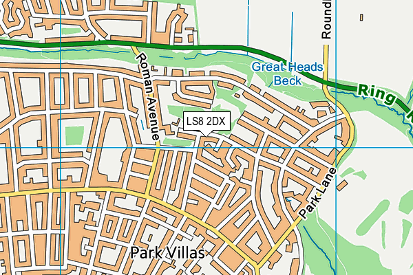 LS8 2DX map - OS VectorMap District (Ordnance Survey)