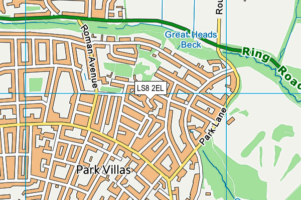 LS8 2EL map - OS VectorMap District (Ordnance Survey)