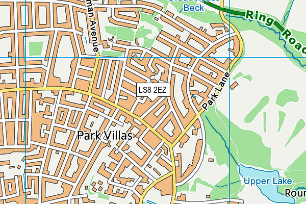 LS8 2EZ map - OS VectorMap District (Ordnance Survey)