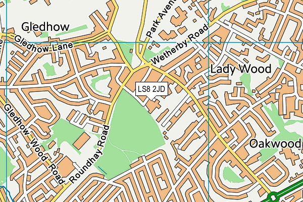 LS8 2JD map - OS VectorMap District (Ordnance Survey)