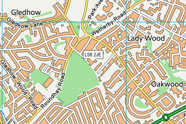 LS8 2JE map - OS VectorMap District (Ordnance Survey)