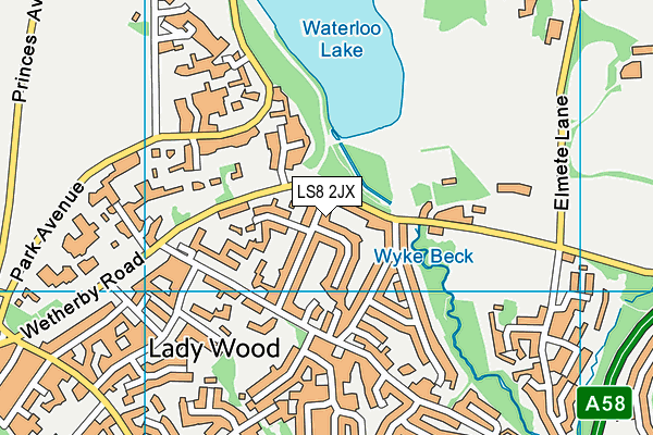 LS8 2JX map - OS VectorMap District (Ordnance Survey)