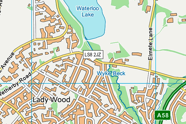 LS8 2JZ map - OS VectorMap District (Ordnance Survey)