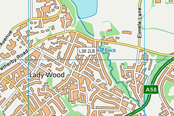 LS8 2LB map - OS VectorMap District (Ordnance Survey)