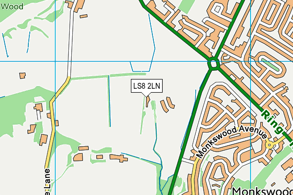 LS8 2LN map - OS VectorMap District (Ordnance Survey)