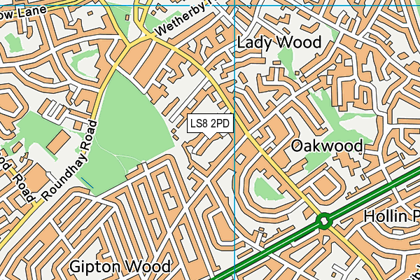 LS8 2PD map - OS VectorMap District (Ordnance Survey)