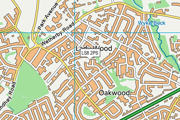 LS8 2PS map - OS VectorMap District (Ordnance Survey)