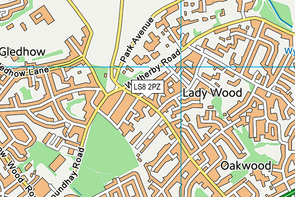 LS8 2PZ map - OS VectorMap District (Ordnance Survey)