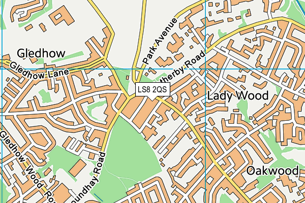 LS8 2QS map - OS VectorMap District (Ordnance Survey)