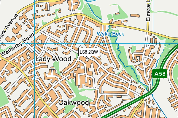 LS8 2QW map - OS VectorMap District (Ordnance Survey)