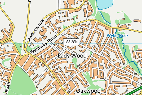 LS8 2SN map - OS VectorMap District (Ordnance Survey)