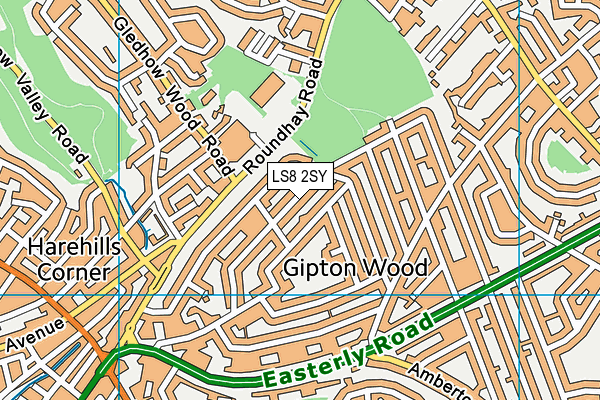 LS8 2SY map - OS VectorMap District (Ordnance Survey)