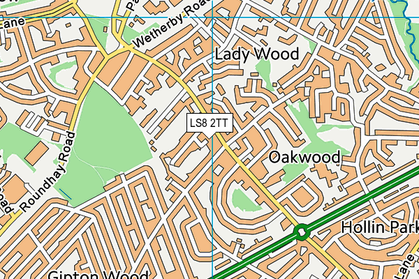 LS8 2TT map - OS VectorMap District (Ordnance Survey)